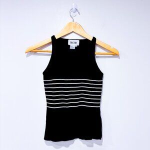 CACTUS Black and white striped stretch tank top | Casual summer | Small